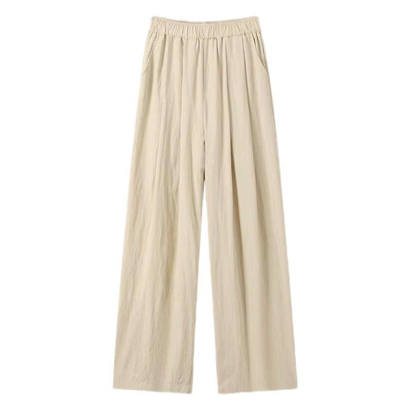 Ледяные шелковые морщинистые горные брюки для женщин летом тонкая талия с высокой талией