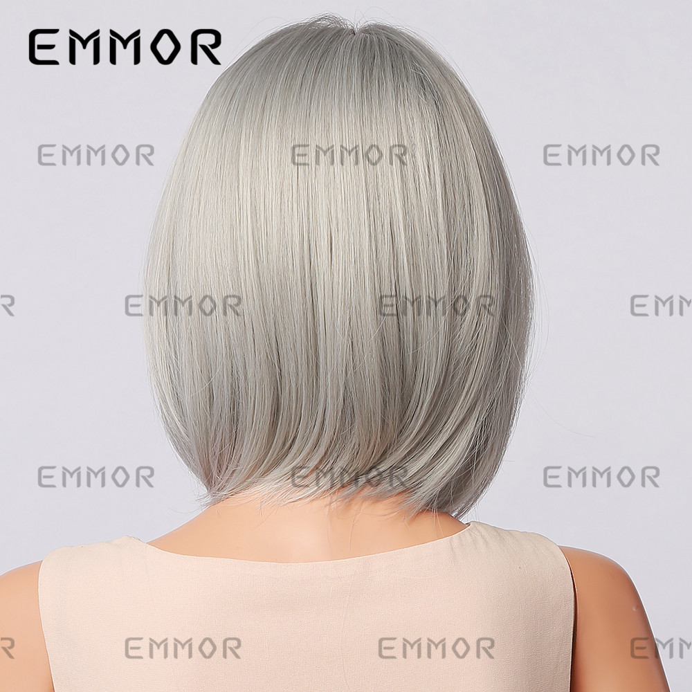 Comercio exterior europeo y americano Amazon Peluca de cabeza de onda europea y americana distribución parcial femenina rollo de cola Peluca de seda de alta temperatura de plata blanca cremosa