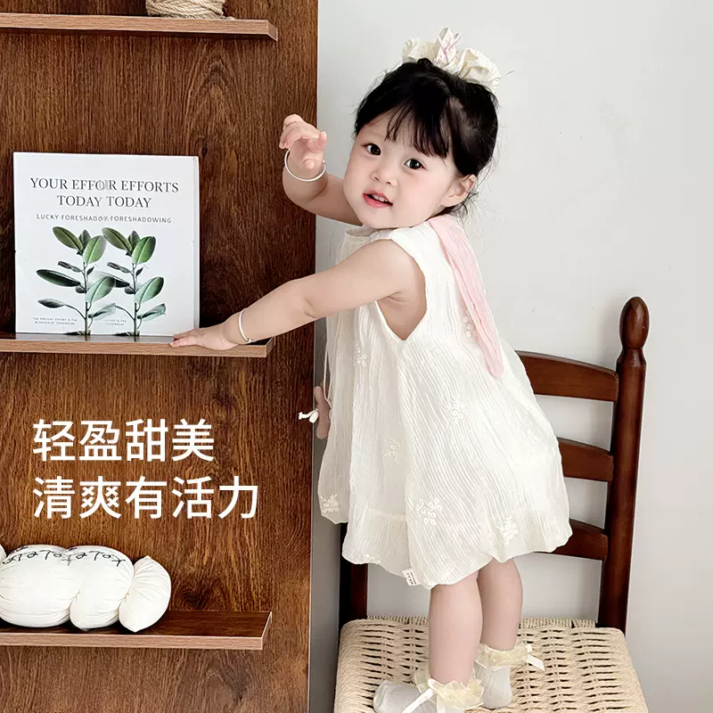 女童连衣裙夏装新款宝宝周岁礼服小童吊带花苞裙夏季儿童公主裙子