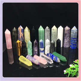 ✅天然水晶六棱柱单尖水晶柱 标准款多种材质半宝石水晶柱摆件批