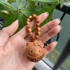 陈化老料崖柏木雕HelloKitty猫手球手把件高油老料文玩盘玩kitty