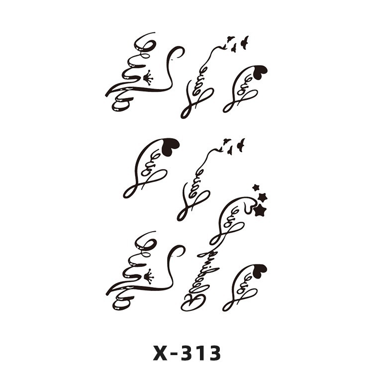 Arco de flor pequeña pegatinas de tatuaje fresco 3D dibujos animados transfronterizo Henna rosa impermeable texto en inglés pegatinas de tatuaje