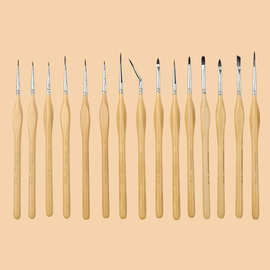 跨境勾线笔15支勾线笔套装美甲水彩水粉画笔带弯头尼龙毛画笔套装