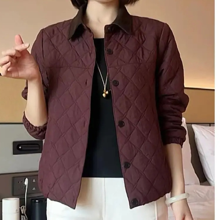 Winter Fashionable Mother's Light Collared Top, Warm Cotton Jacket, Western Style, Youthful Cotton