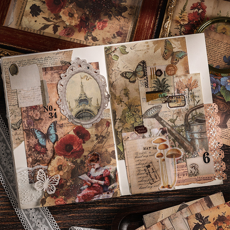 Papel de notas de material de jardín retro de madera de bosque de banano Papel de material no adhesivo DiDi Papel de material de fondo de paisaje