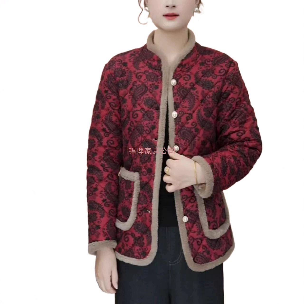 Winter fashionable keep warm down jacket for mother, for middle age, increased thickness, floral print