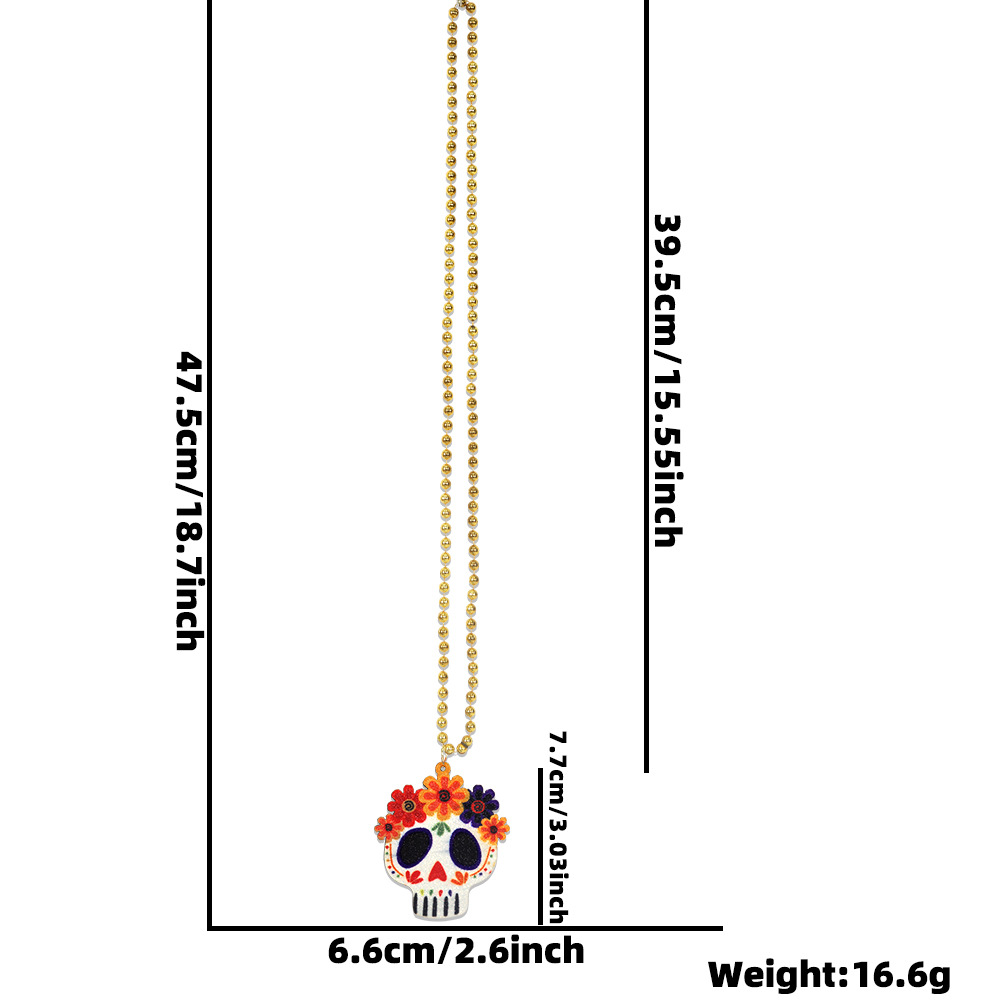 Día de los Muertos Collar de Decoración de Esqueleto 5 de Mayo Fiesta de Fotografía Accesorios de Esferas de Pimienta Sombrero de Paja