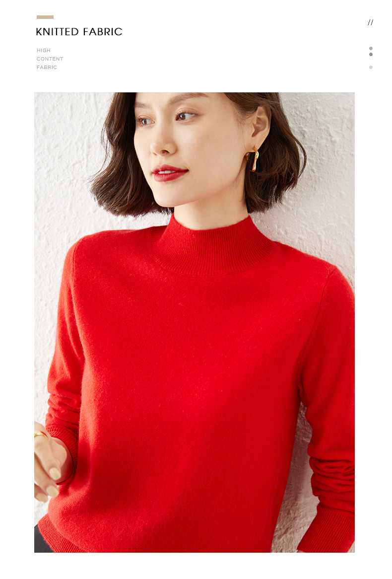 New autumn and winter collection: Semi-high-neck wool sweater, solid color pullover base layer for women, short thickened sweater for women, paired with knitted sweater pic 35