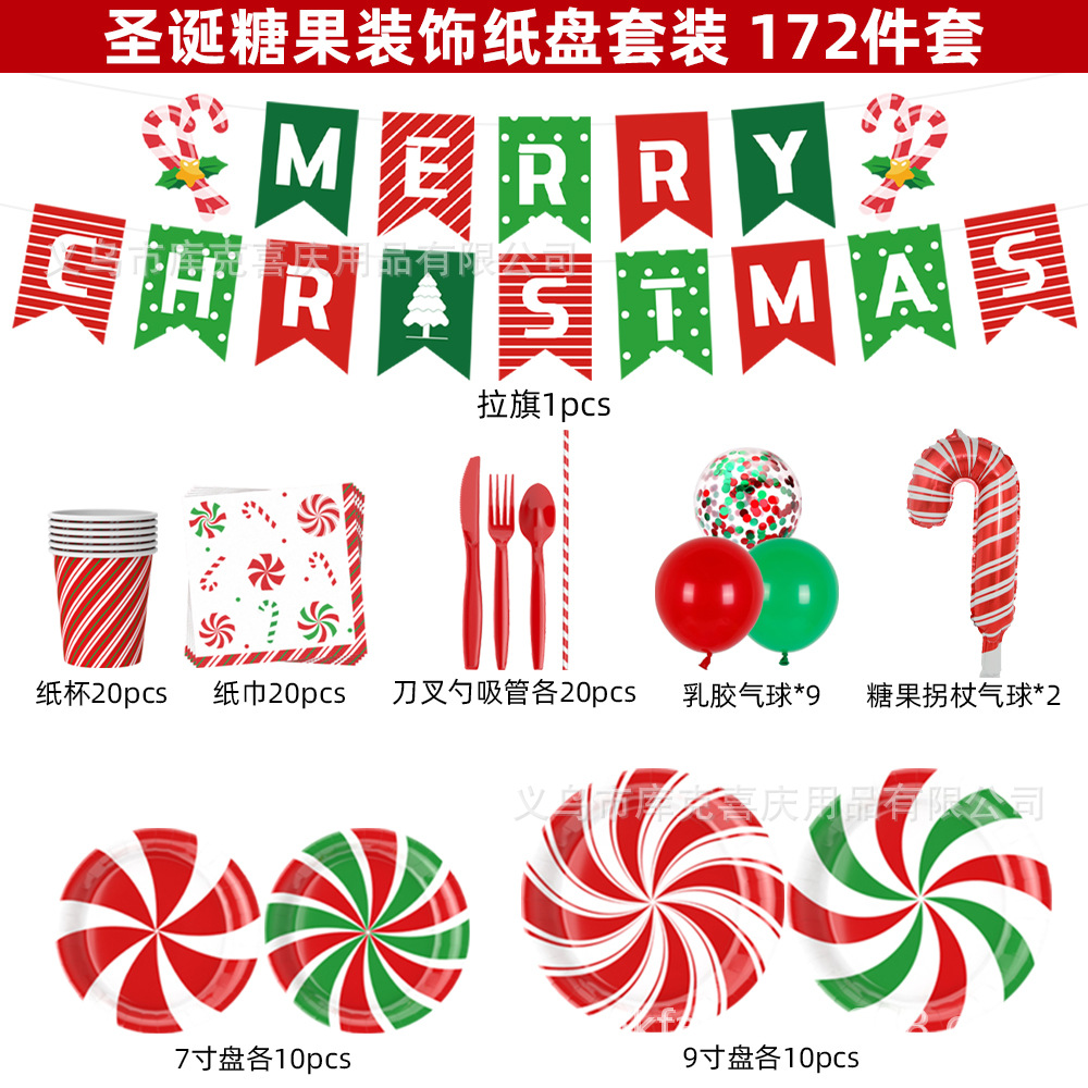 Traje de bandeja de papel decorado con caramelos de Navidad 172 piezas