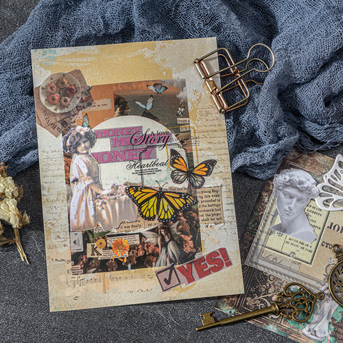 Good Day PET Collage Card Time Fragments Series Retro Border Handbook Decorative Stickers 8 Choices