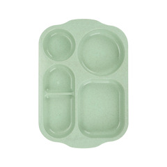 Wheat Straw Children's Dinner Plate Household Kindergarten Canteen Anti-Slip Divided Fast Food Plate Large Capacity Thick Five-Section Plate