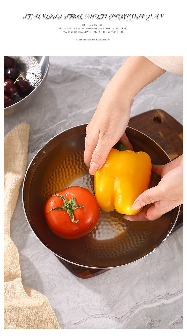316L轻食水果蔬菜沙拉碗锤纹不粘料理烘培碗韩式冷面碗打蛋和面盆详情30
