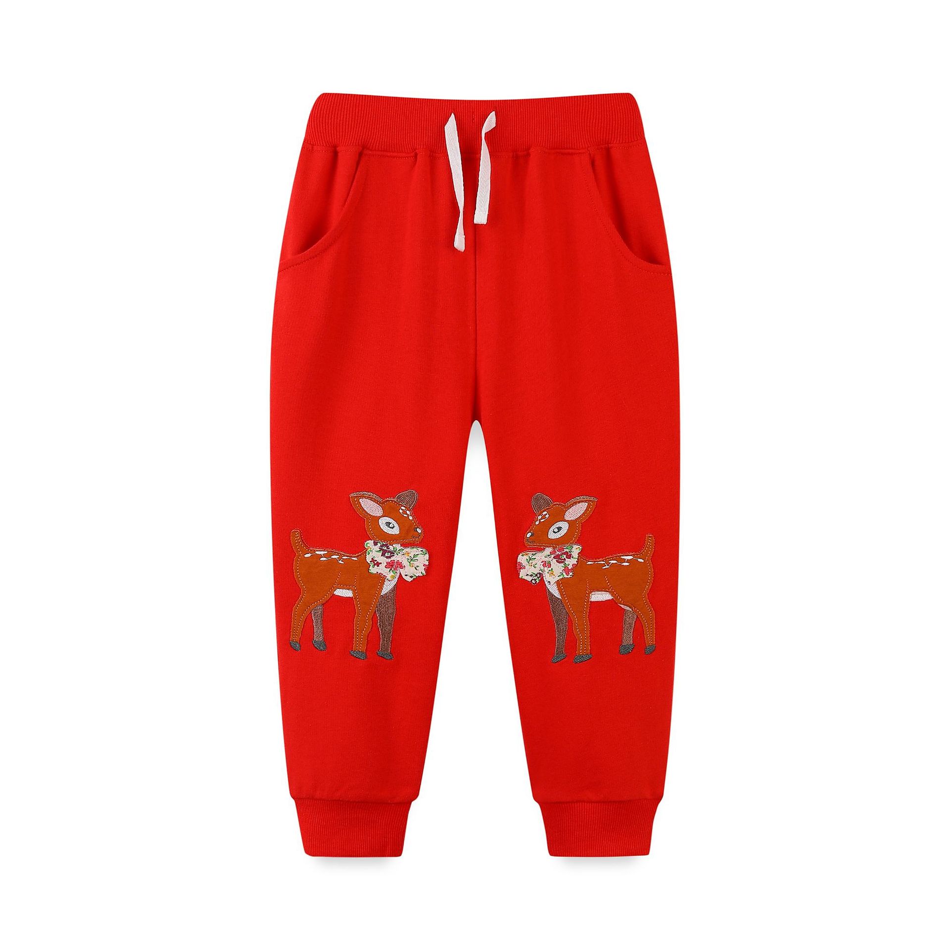Pantalones Deportivos Infantil con Bordado de Algodón Bordado Resistente a las Arrugas para Otoño y Navidad