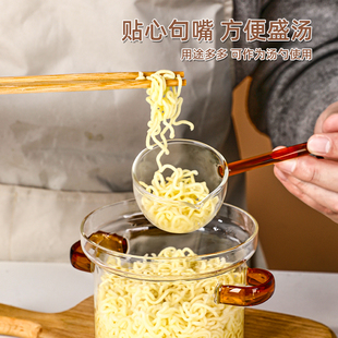 ♪ High Borosilicate Glass Spoon Dessert Coffee Stirring Spoon Transparent Ins Style Large Household Long-Handled Oil Spoon Drinking Spoon