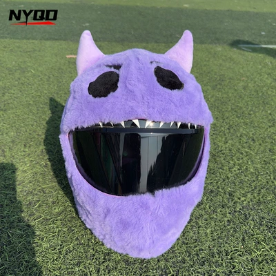 Cross-Border In-Stock Plush Personalized Motosiklet dəbilqələri - purple-devil-without-helmet