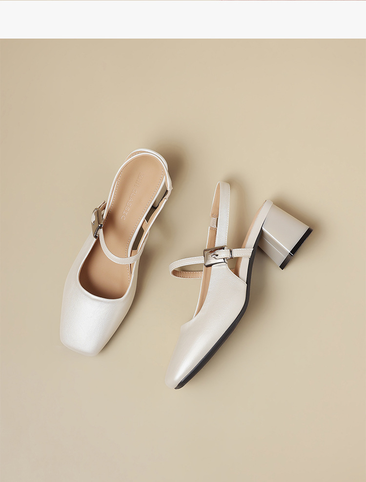 Giày sandal Mary Jane nữ quai ngang gót cao phong cách thanh lịch — BL795 Màu be chi tiết 15