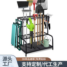 跨境花园清洁工具收纳架车库农具储物架庭院铲子扫帚支架