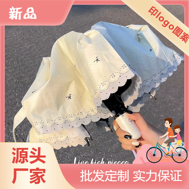 Fresh and simple floral sun protection umbrella, Korean style, foldable, suitable for both sunny and rainy days, UV protection, thickened black-coated sunshade umbrella Fresh and simple floral sun protection umbrella, Korean style, foldable, suitable for both sunny and rainy days, UV protection, thickened black-coated sunshade umbrella