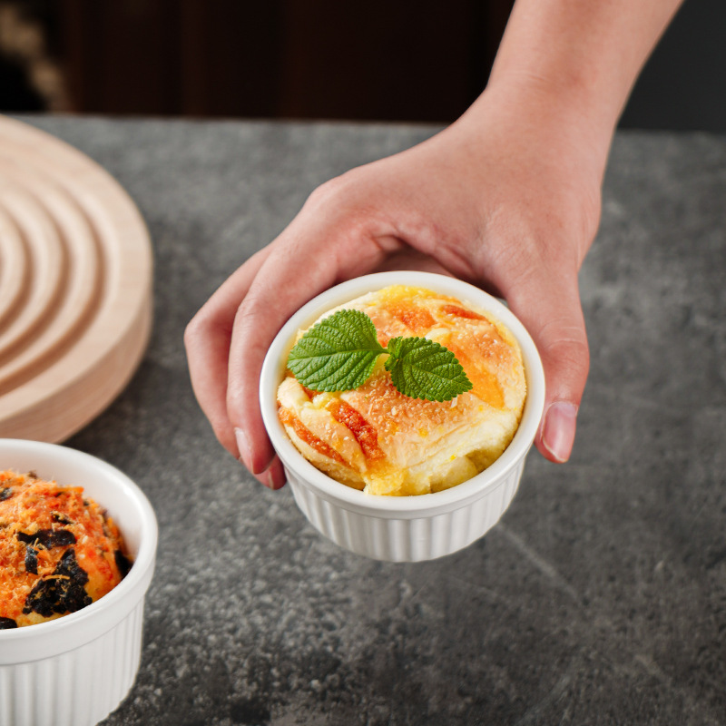 Cerámica shufulei tazón para hornear doble piel leche postre tazón pudín taza pastel al vapor tazón de pan taza de rayas molde para hornear