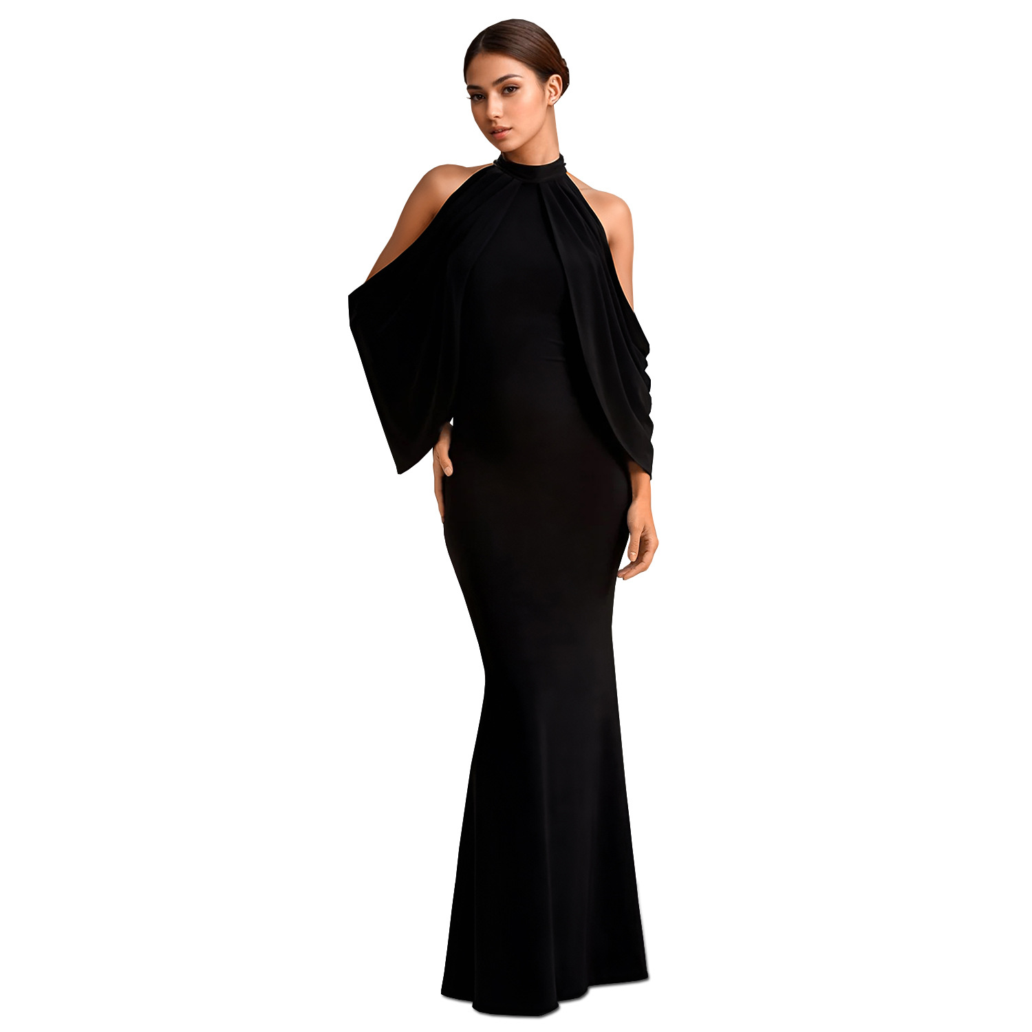 C7276 Aliexpress transfronterizo Amazon Europa y América moda femenina delgada elegante vestido de brazo con mangas de hombro nuevas