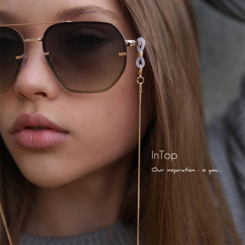 European and American cross-border glasses chain, crayfish claw round snake chain, metal anti-drop necklace decoration extended glasses cord for export