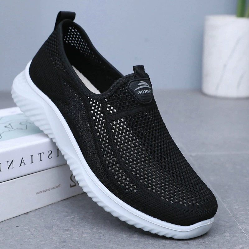 Старая пекинская тканевая обувь, мужская обувь с сеткой, летняя мужская повседневная обувь с дышащей сеткой, нескользящая обувь для папы среднего и пожилого возраста на мягкой подошве