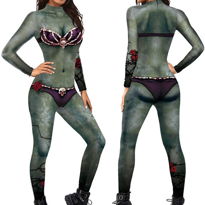 2022 new Christmas painted 3D digital printing adult children slimming long sleeve cos