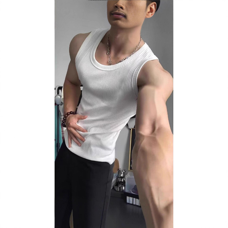 American-Style Heavyweight Combed Cotton Ribbed Tank Top for Men, Slim Fit, High Elasticity, Sleeveless T-Shirt for Fitness and Sports, Muscle-Enhancing Vest American-Style Heavyweight Combed Cotton Ribbed Tank Top for Men, Slim Fit, High Elasticity, Sleeveless T-Shirt for Fitness and Sports, Muscle-Enhancing Vest