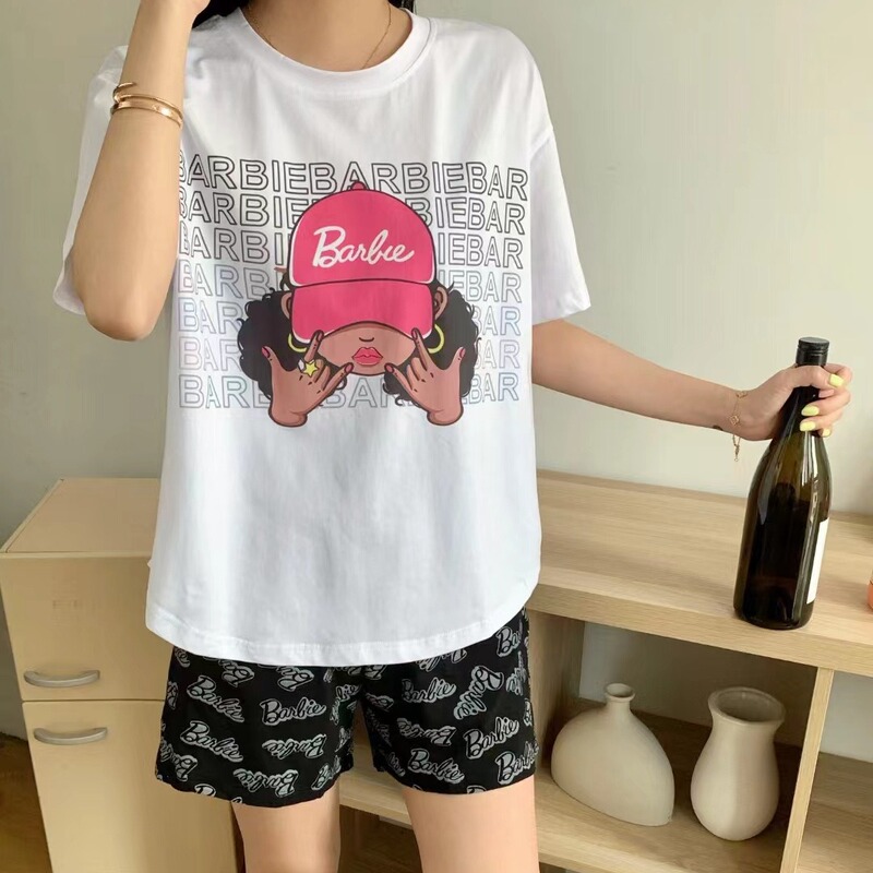 Pajamas New Women's Summer Cute Baseball Cap Short Sleeve Shorts Home Clothes Pajamas Suit Can Wear