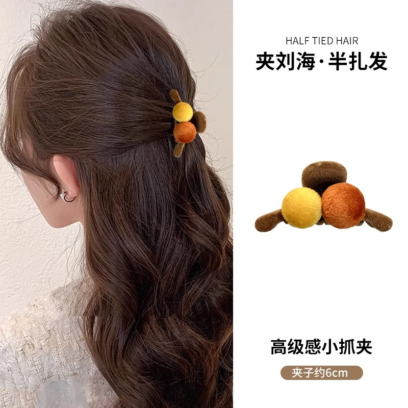 Perla ámbar pequeña clip de agarre para mujeres 2024 nuevo clip de cabello princesa cabeza bang clip de cabello roto clip de tiburón joyería para el cabello