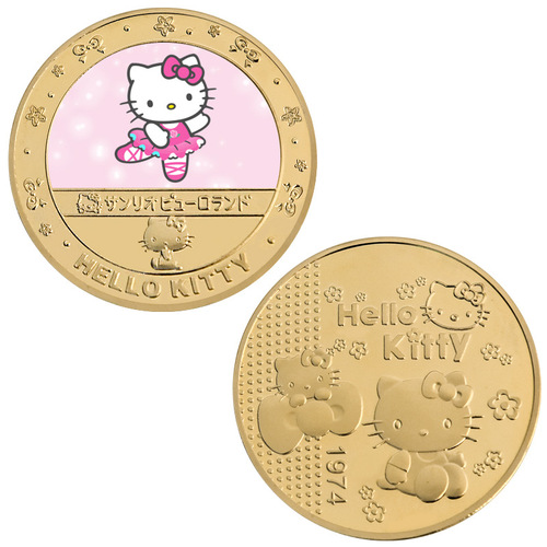 HelloKitty commemorative coins Hello Kitty anime peripheral commemorative coins die-cast badges gifts