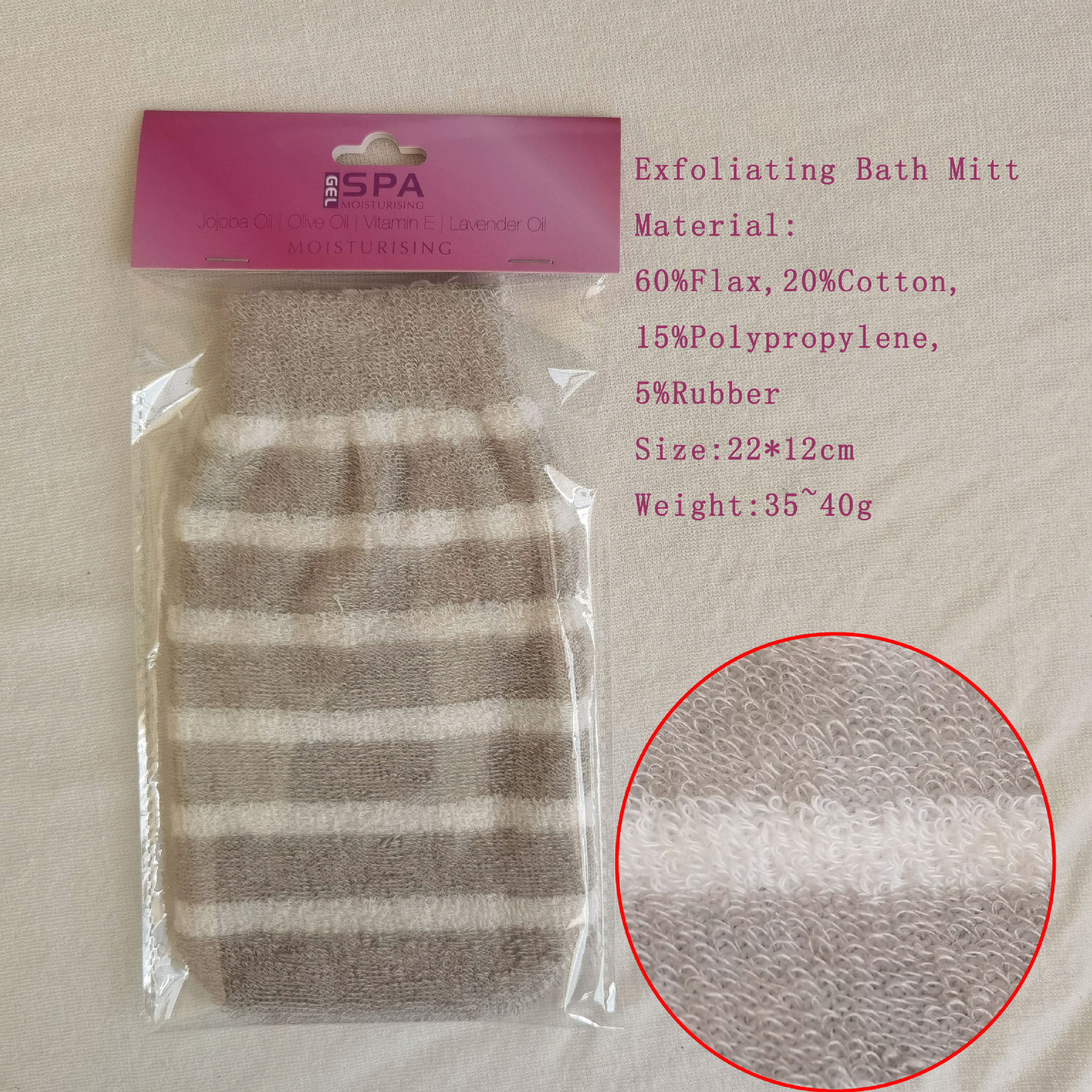 En stock Cáñamo guantes de baño Toalla de baño frotar mochila guantes de lavado de dedos cepillo de baño cubierta de barro frotar Toalla de la espalda