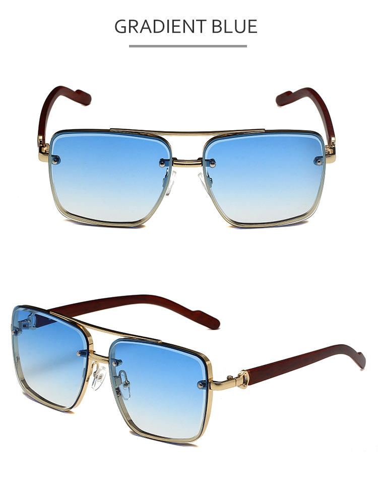Retro Square Metal Sunglasses For Women Pilot Style Double Bridge_voghion.com