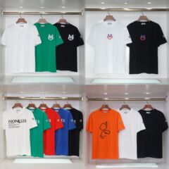 24新型植毛Mon蒙満印cler口マジックテープ半袖男女同一タイプtシャツカップル服