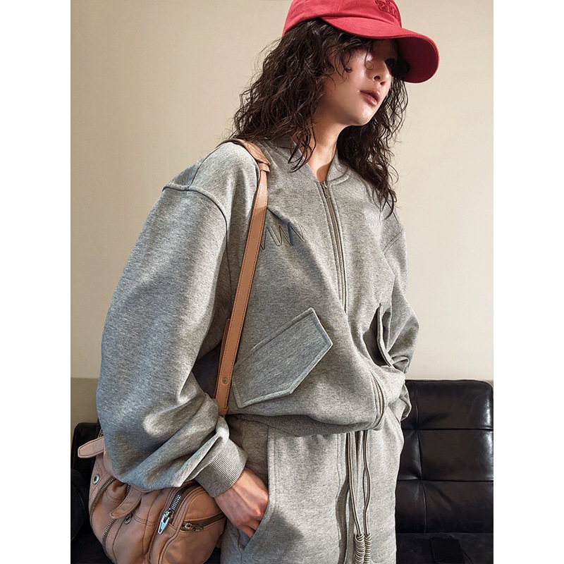Designer Women's Clothing: a Slightly Unique Cotton Basic Silhouette Cardigan Sweatshirt