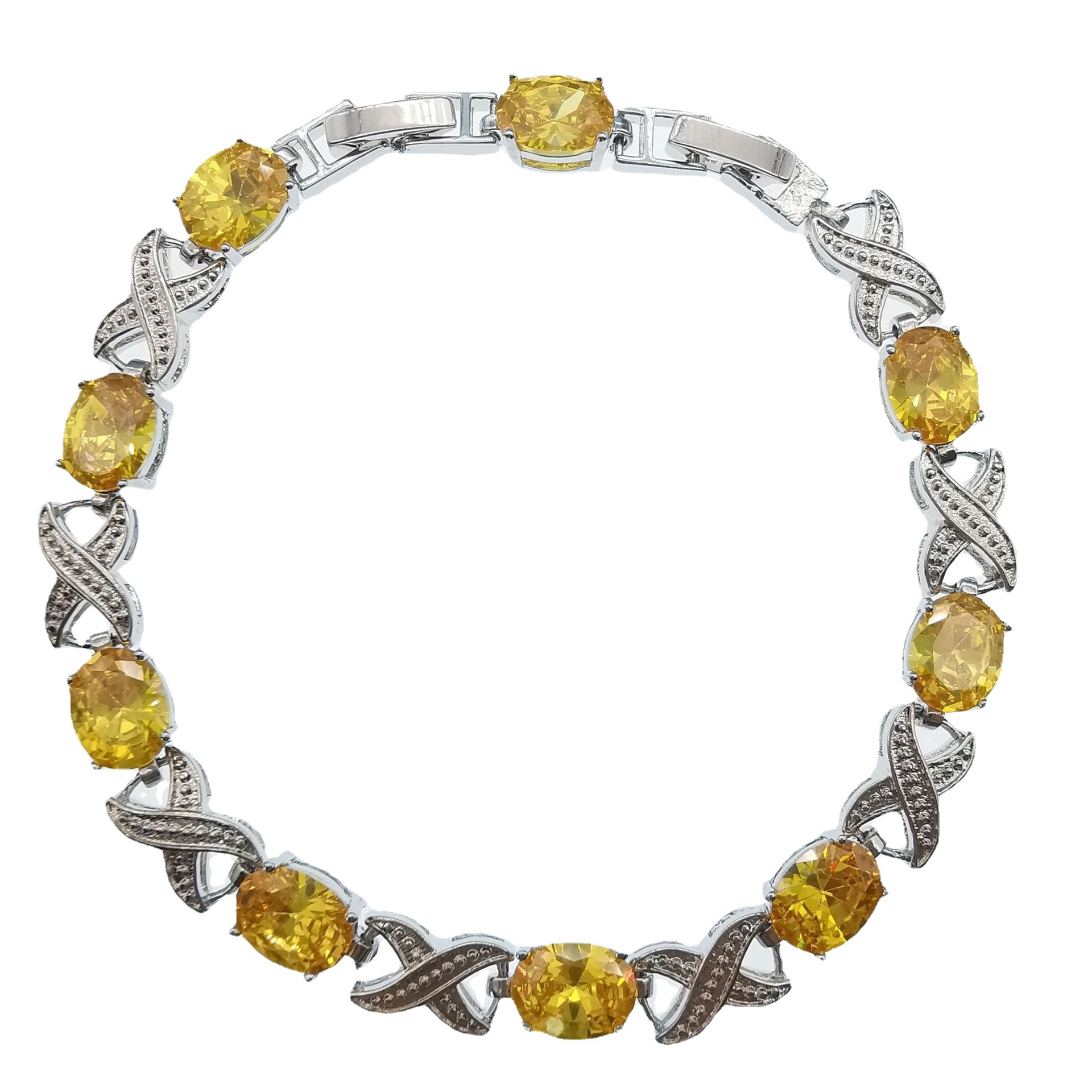 Elegant Egg-shaped Xo Bangle Bracelet With Zircon For Women_voghion.com