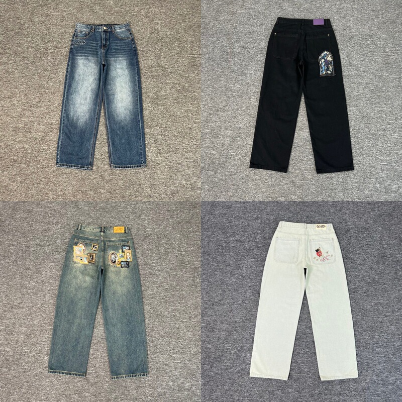 Denim Jeans Gallery Straight-Leg Jeans Men's Retro Embroidery Streetwear Men's Cross-Border Casual Pants Denim Jeans Gallery Straight-Leg Jeans Men's Retro Embroidery Streetwear Men's Cross-Border Casual Pants