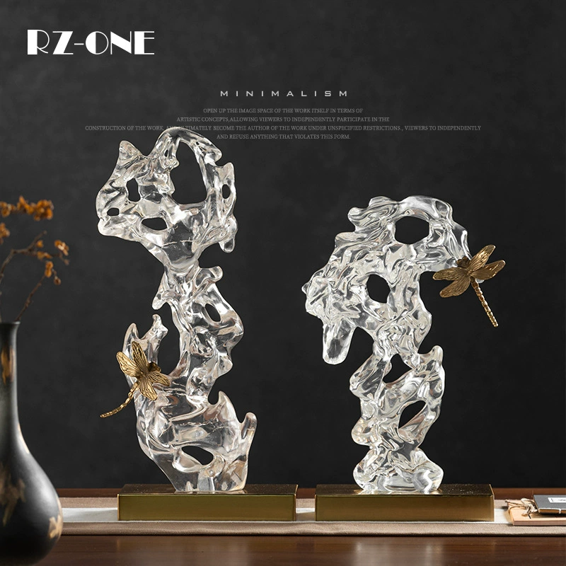 Новинка: Прозрачный каменный декор из тайху-камня в китайском стиле от Craftsman Thirteen для винтажной чайной комнаты, комнаты в стиле дзен, с медным украшением в виде бабочки-цветочницы