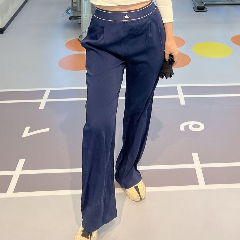 ALO カジュアル スポーツ スイート パンツ ウーブン ウェビング ゆったり 痩身 軽量 パンツ ワイドレッグ パンツ ハイウエスト 速乾性 イン|undefined