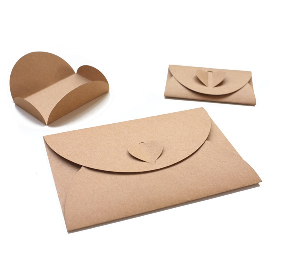 Retro Creative Heart Large Small Kraft Paper Folding Envelope display picture 2
