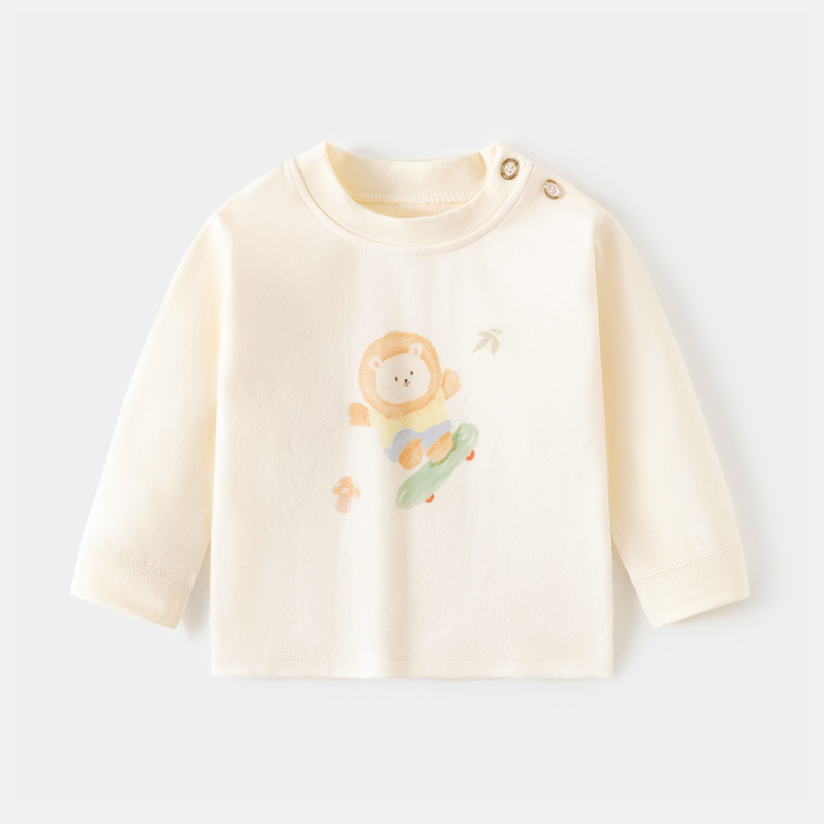 Camiseta de algodón para bebés con estampado vintage de dibujos animados y abertura en el hombro, ropa interior para primavera y otoño, mayorista