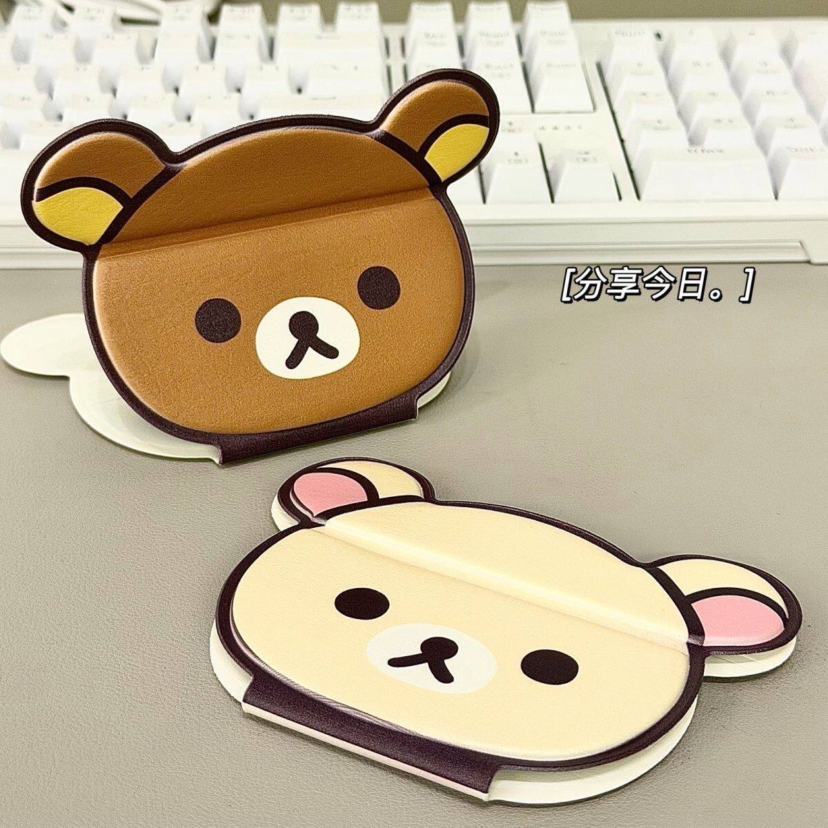 Cute oso plegable espejo de maquillaje portátil HD espejo de escritorio de maquillaje de estudiantes de niña corazón de dibujos animados espejo de maquillaje