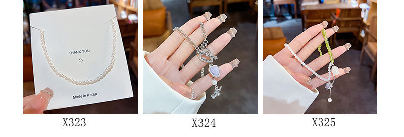 Simple Style Tassel Flower Butterfly Stainless Steel Copper Beaded Artificial Pearls Zircon Necklace