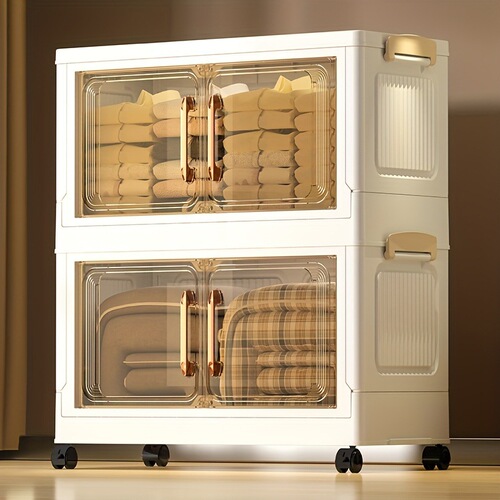 45cm storage cabinet open-door transparent locker sundries toys organizing cabinet with pulleys transparent cabinet
