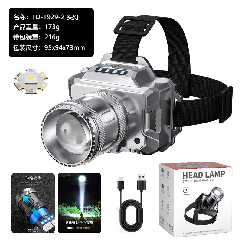 Nuevo faro transfronterizo multifuncional al aire libre luz de pesca nocturna larga duración montar luz de cabeza recargable luz de trabajo de largo alcance