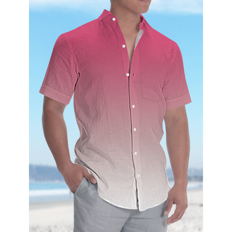 2024新款夏威夷热升华薄款男士短袖沙滩衬衫美国沙滩衣一件代发