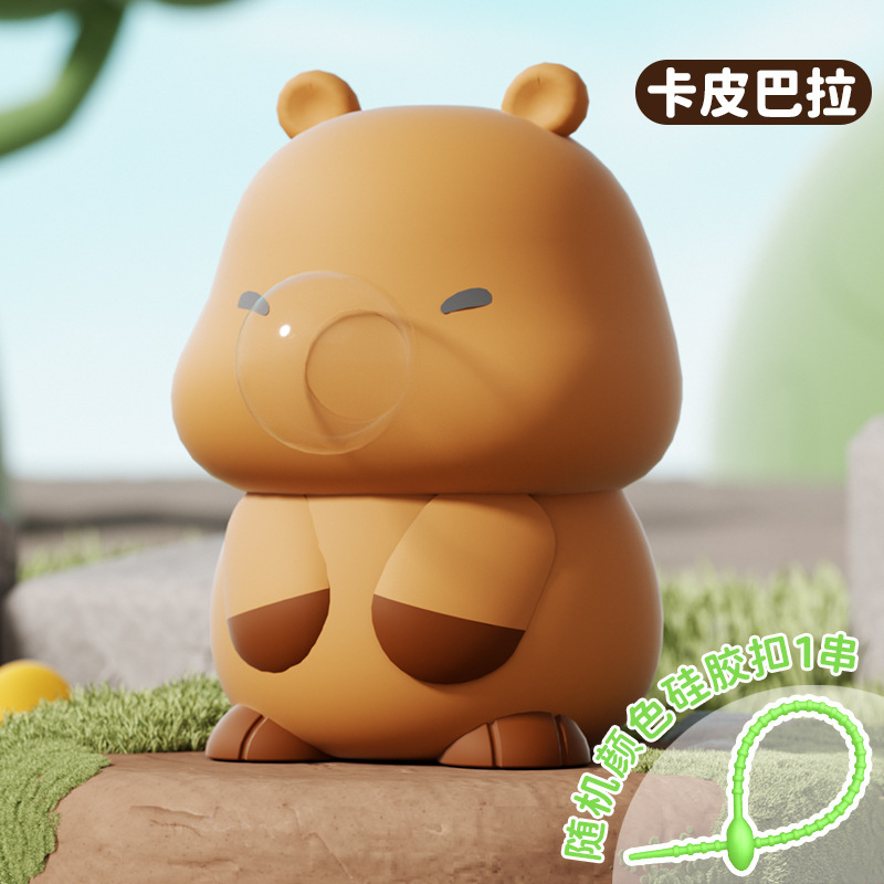 카피발라가 비눗방울을 불고 있어요 (밧줄로)