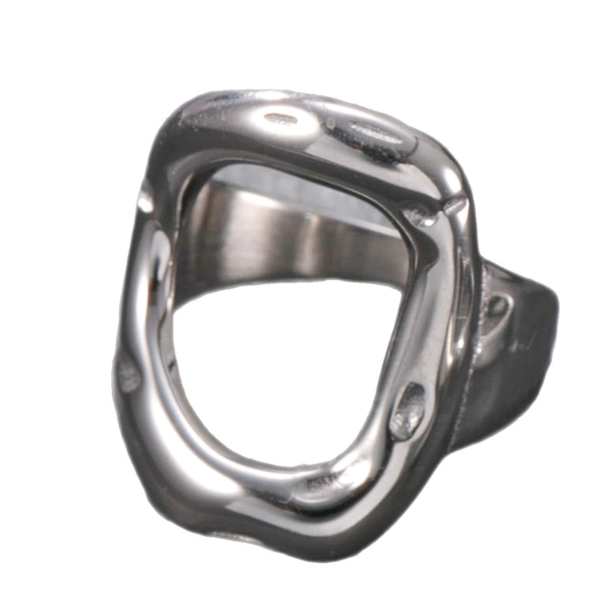 Venta caliente transfronteriza anillo de pareja de acero inoxidable anillo irregular hueco anillo de dedo de comida diseño personalizado sentido de joyería de acero de titanio