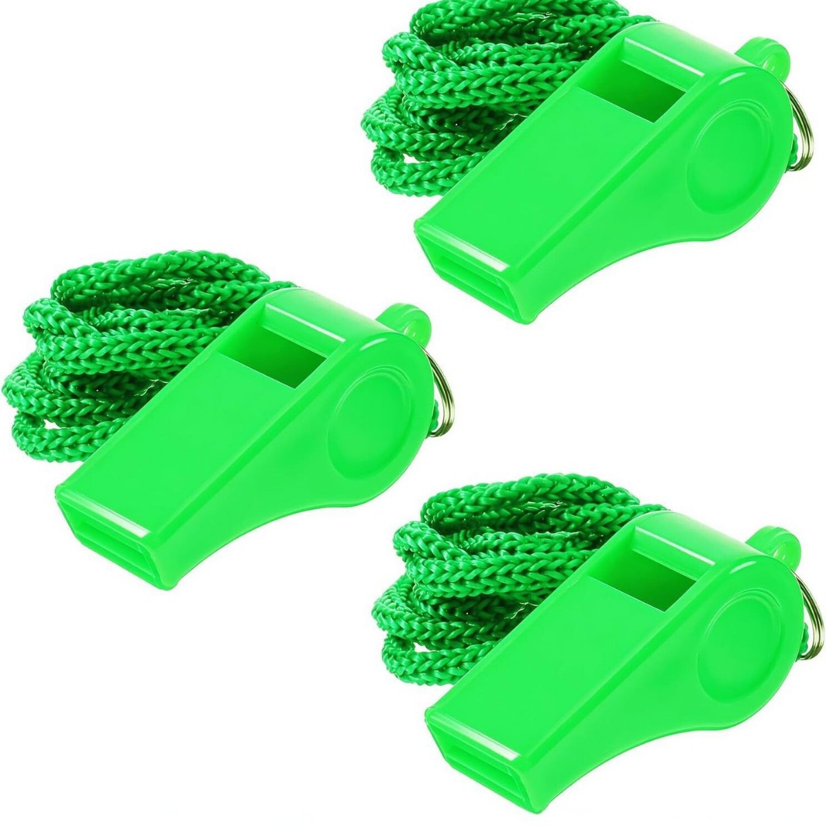 ABS plastic whistle, referee sports outdoor survival whistle, portable green mouthpiece with lanyard