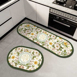 2023新款花卉新中式厨房硅藻泥地毯地垫抖快热销家用地毯厂家批发